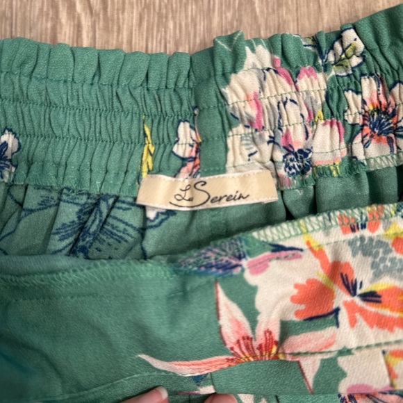 Floral High Waist Women's Shorts - Green - Picture 2 of 3